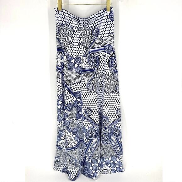 Amy Matto Dresses & Skirts - Amy Matto Strapless Midi Dress Blue White Pattern Size‎ Large
